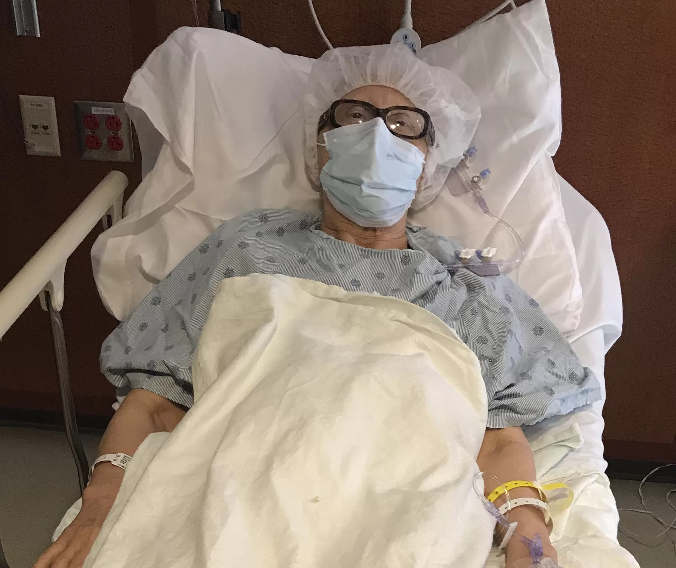 This is my ‘before surgery’ photo waiting to be wheeled into the Operating Room.